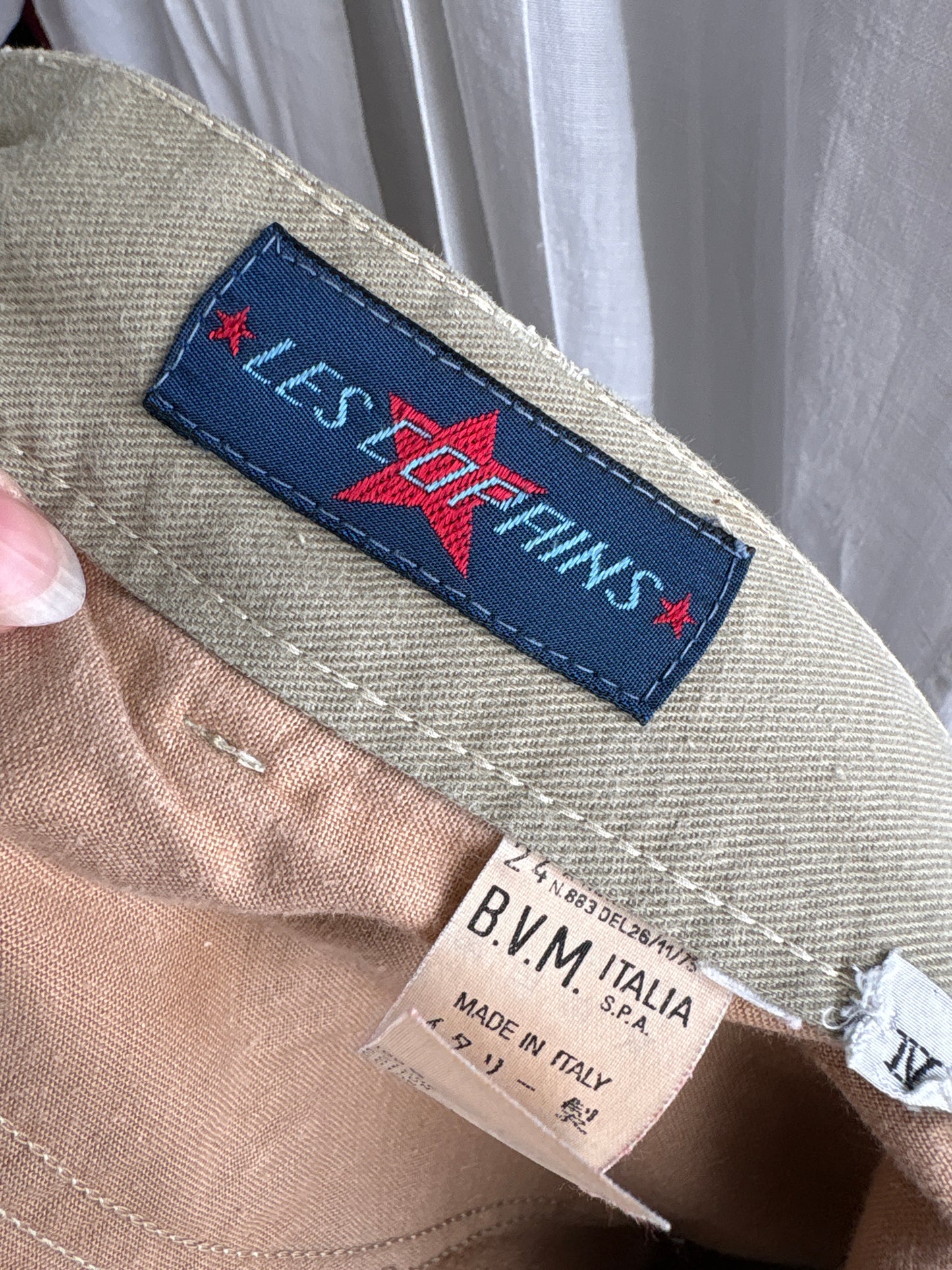 Fustă vintage de brand luxury Les Copains din jeans confort moale kaki