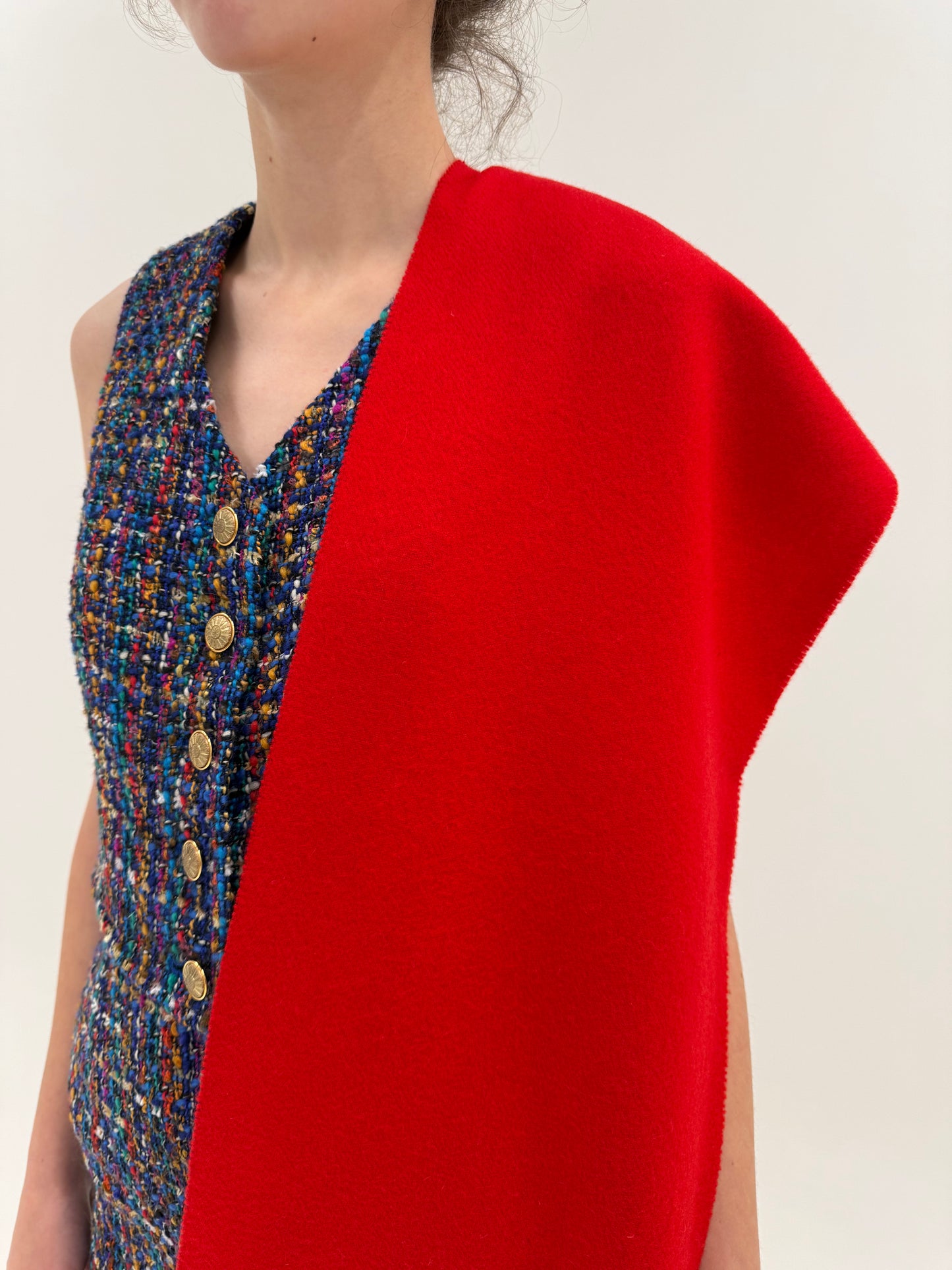 Fular roșu tare din lana extrafina