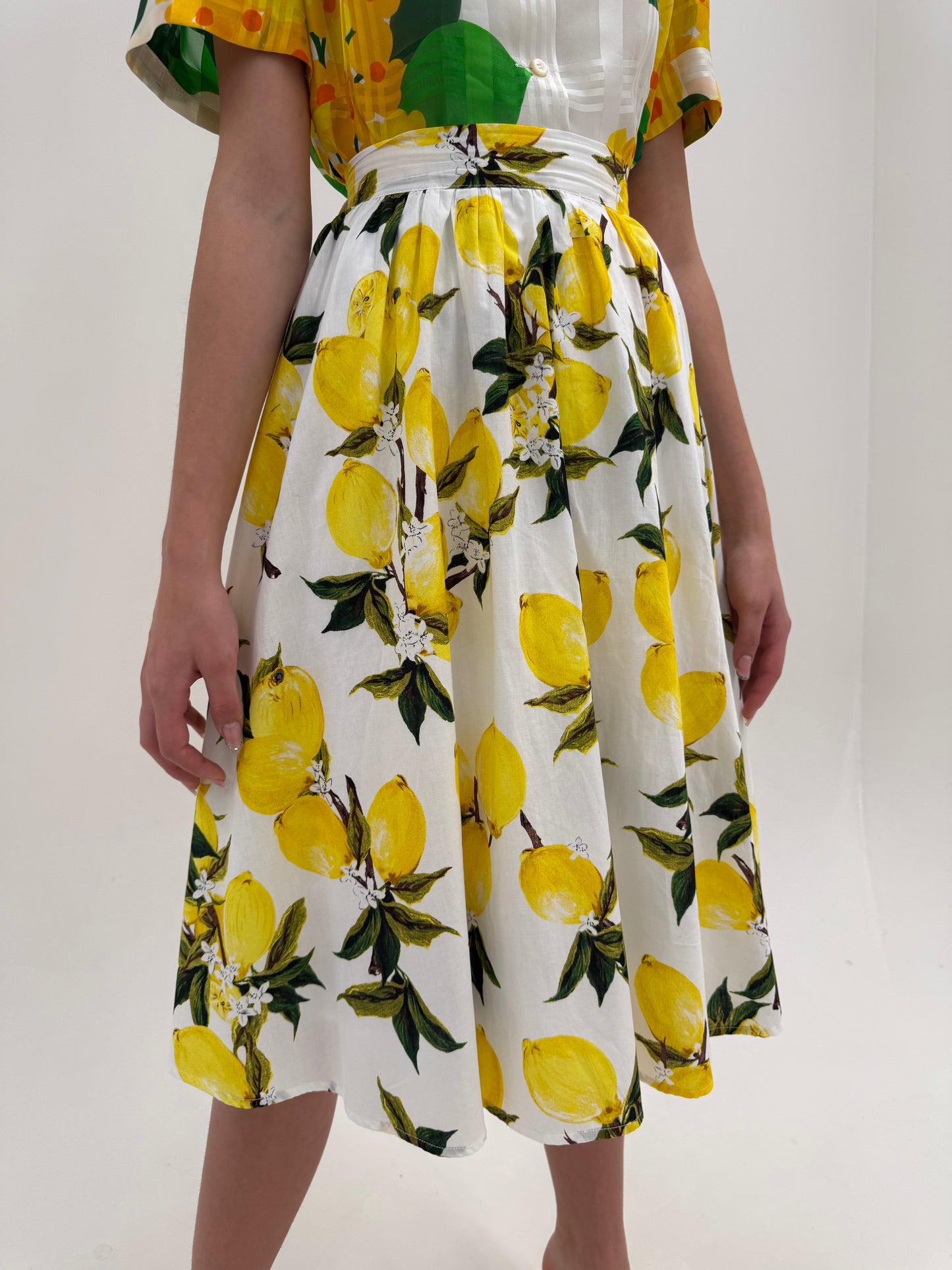 Fustă din poplin de bumbac cu print în stil Dolce&Gabbana în croi ultra amplu