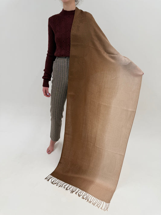 Shawl de la camel la caramel din cașmir și mătase naturală