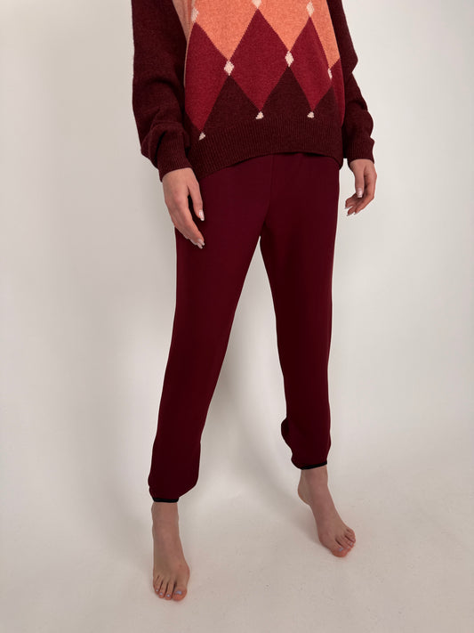 Pantaloni tehnici vintage burgundy cu talie ultra înaltă