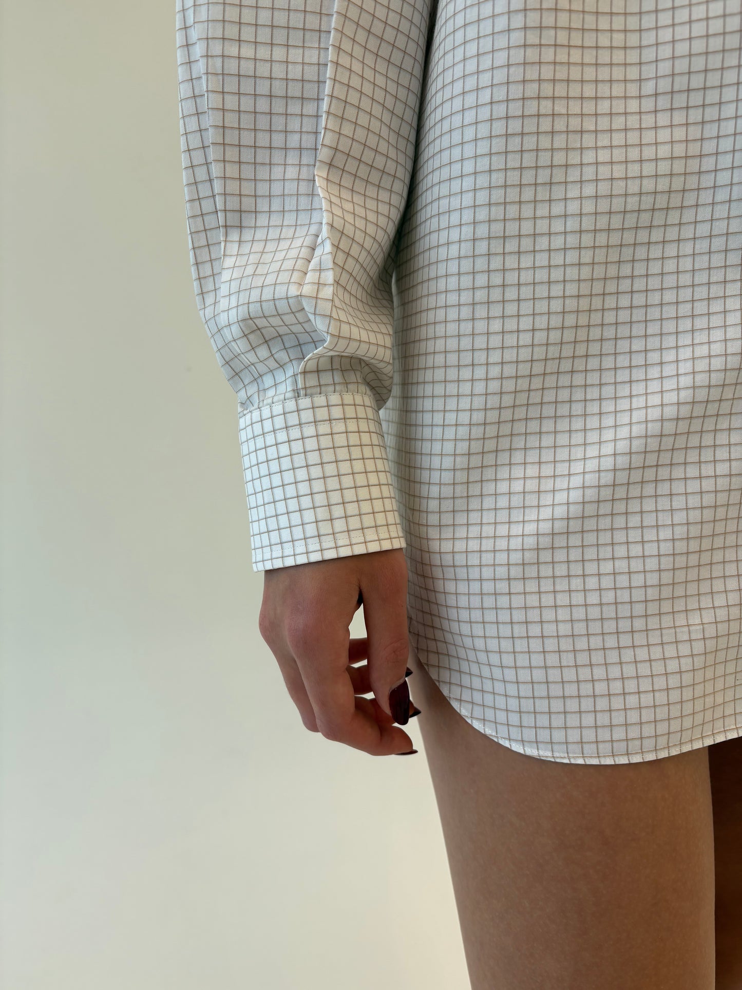 Cămașa ultra luxury Zegna din poplin în carouri fine chocolate brown