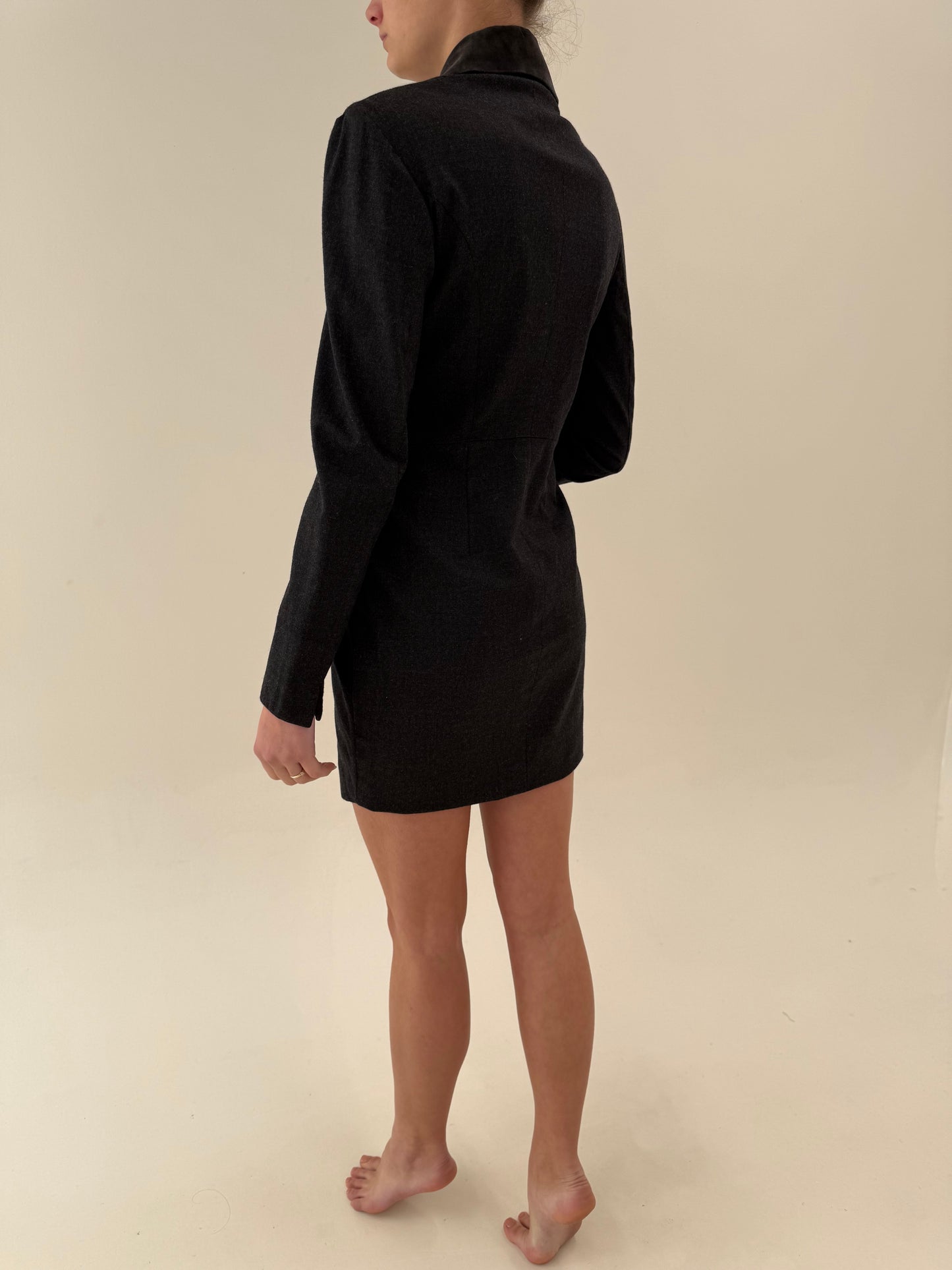 Rochie vintage in stil Mugler ultra cambrata din stofă structurată