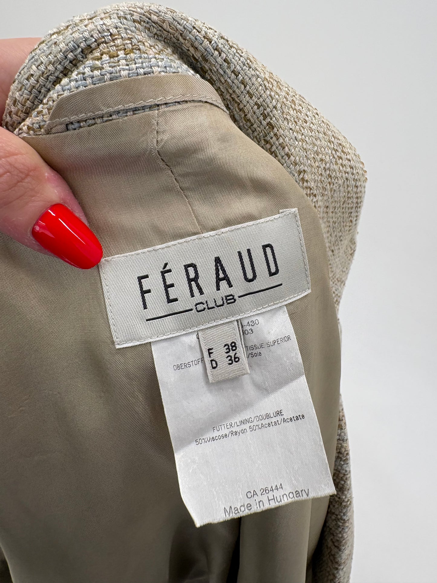 Sacou de brand luxury vintage Feraud din 100% țesătură de mătase naturală