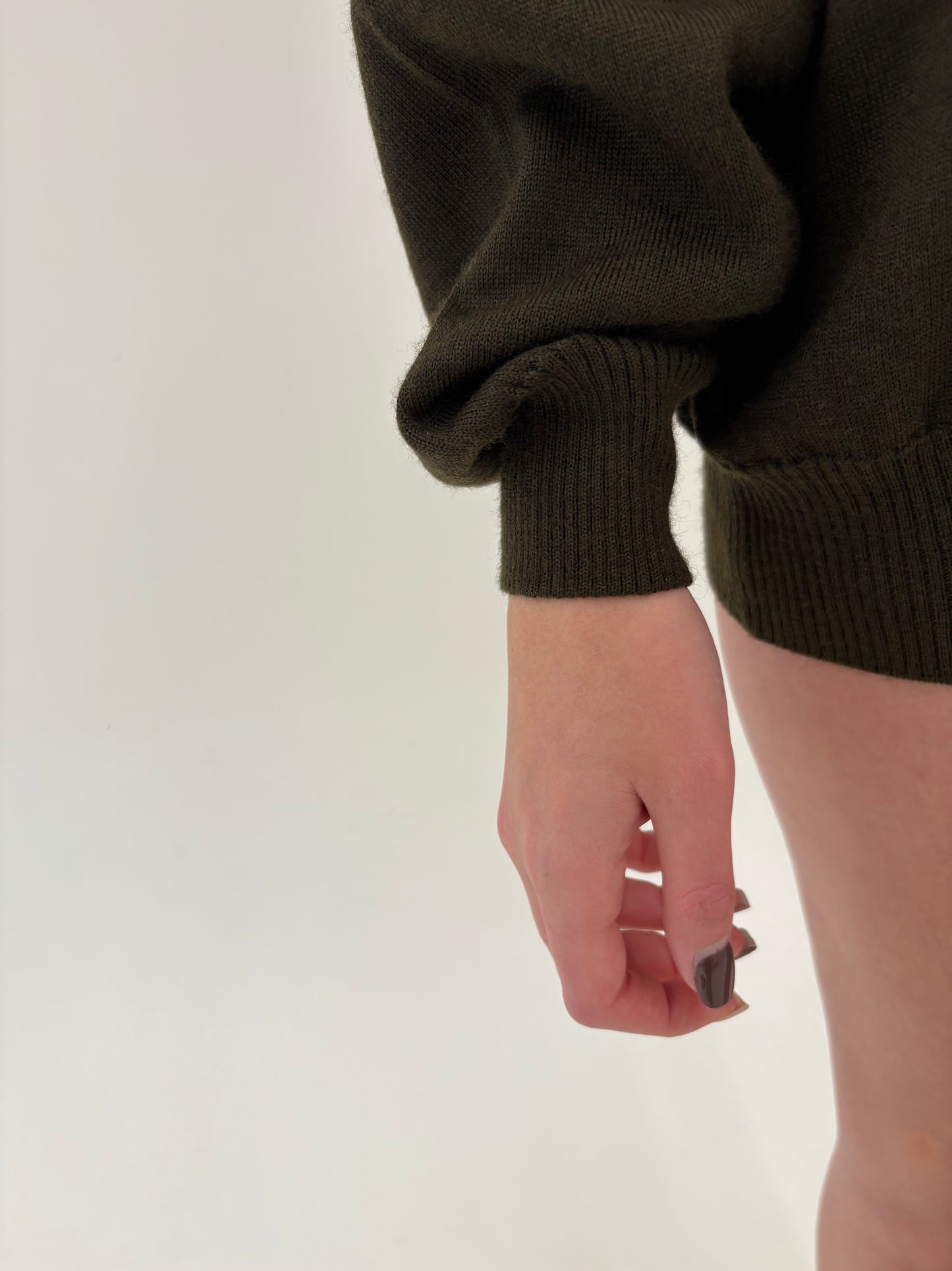 Maleta chimney dark kaki italiană din lana merino extrafina de gramaj mare