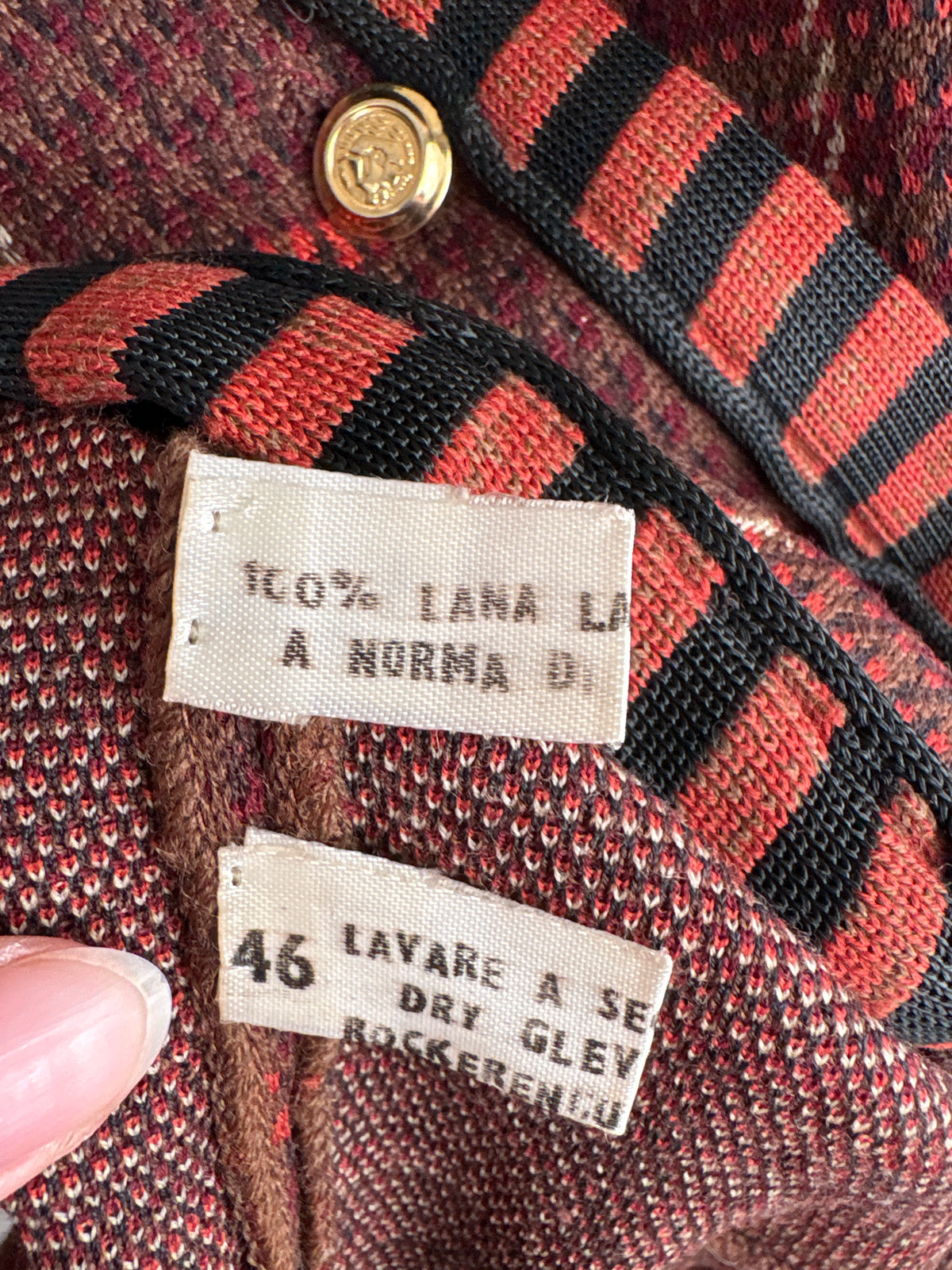 Sacou in stil Chanel vintage italian din tricot de excepțional dens de lana extrem de fină
