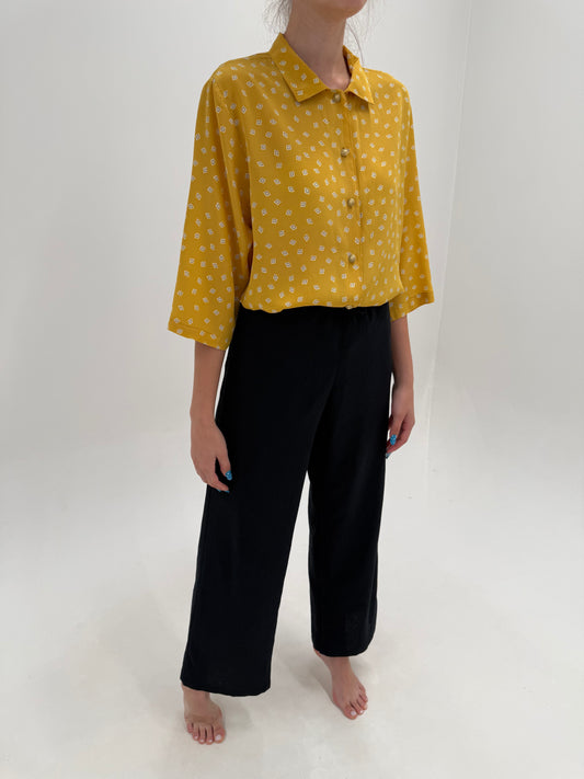 Pantaloni negri din in premium tall in croi drept cu talie elastică