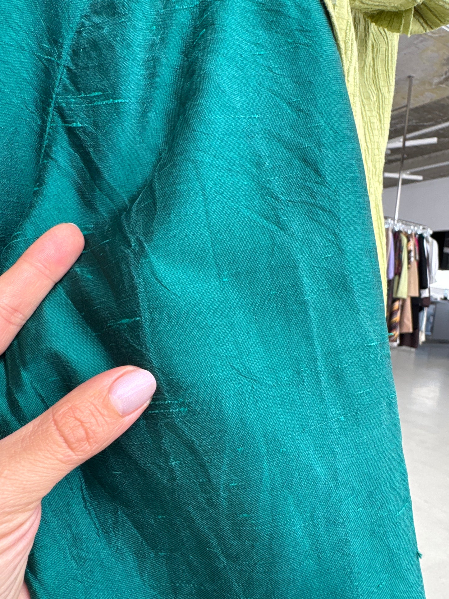 Sacou vintage ultra cambrat din mătase naturală dupioni dark emerald green