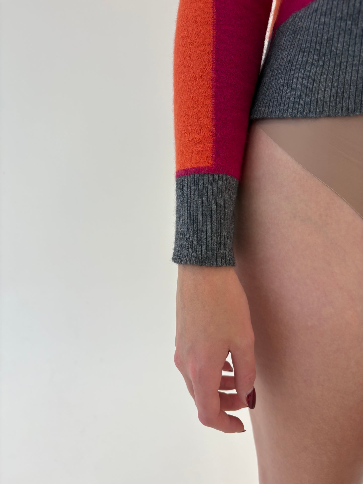 Cardigan colorblock din gama Max Mara din lana merino extrafina în culori tari
