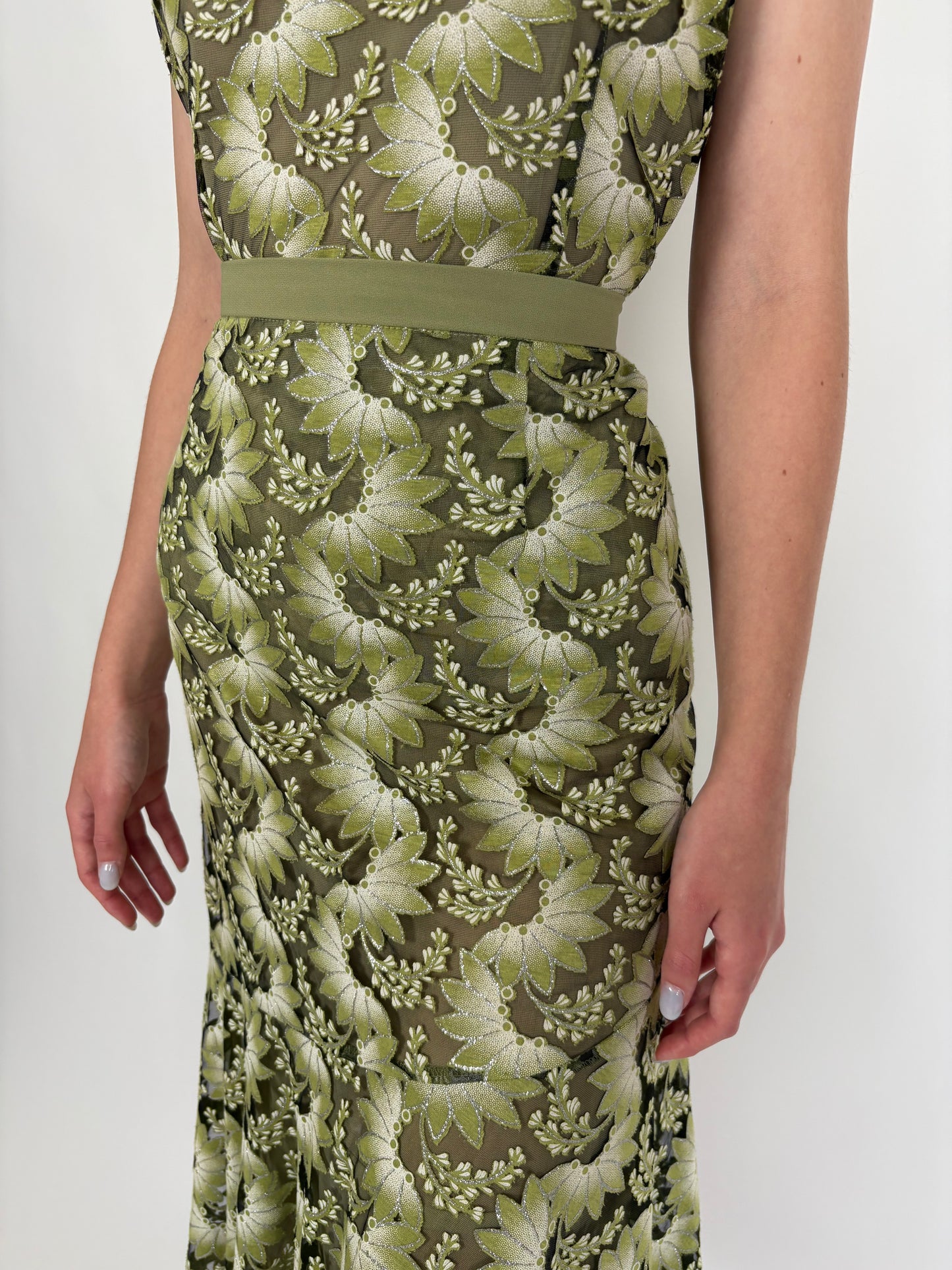 Set vintage cu fustă mermaid în nuanțe de verde