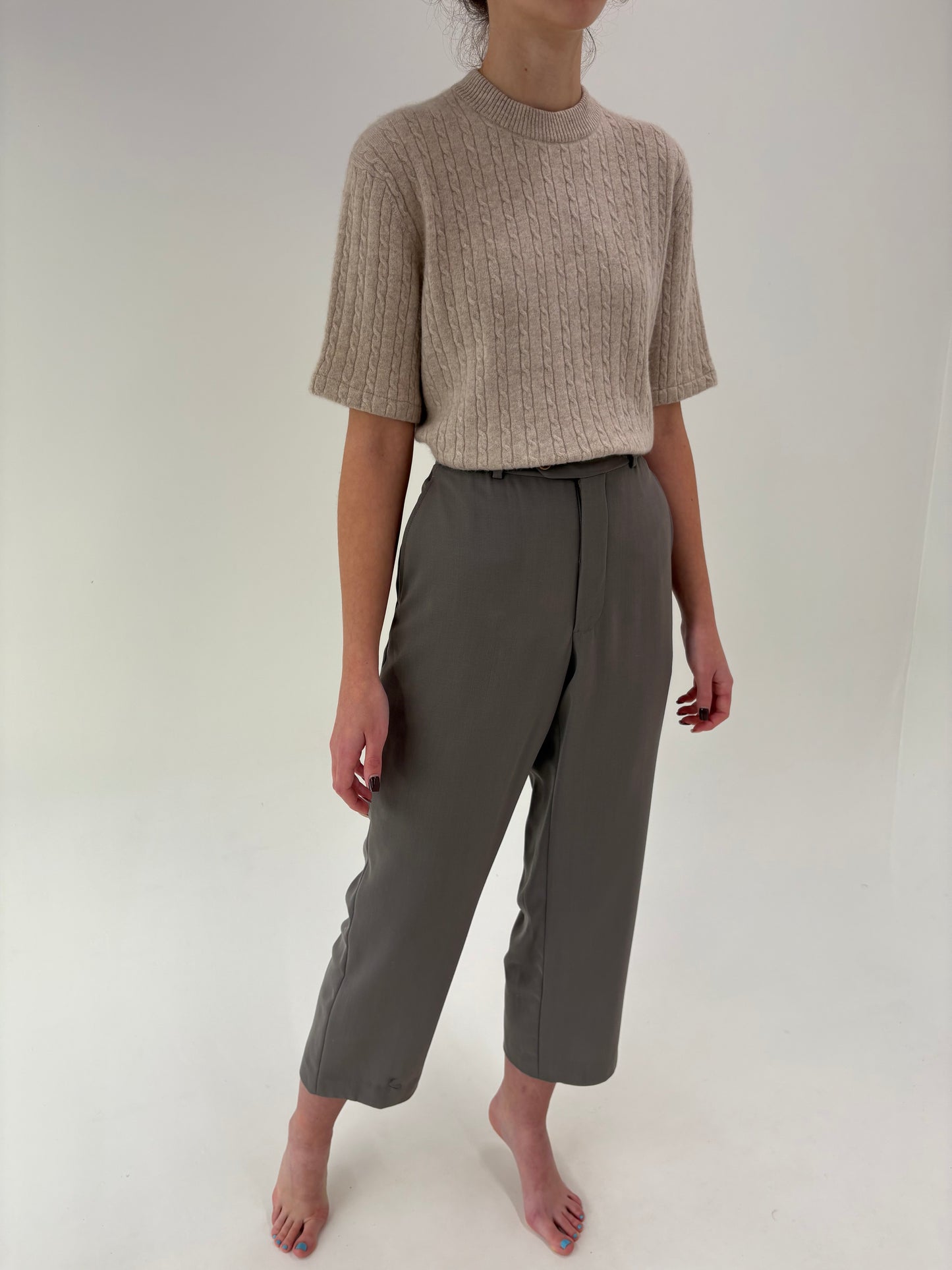 Pantaloni luxury Armani Sage green din lana extrafina