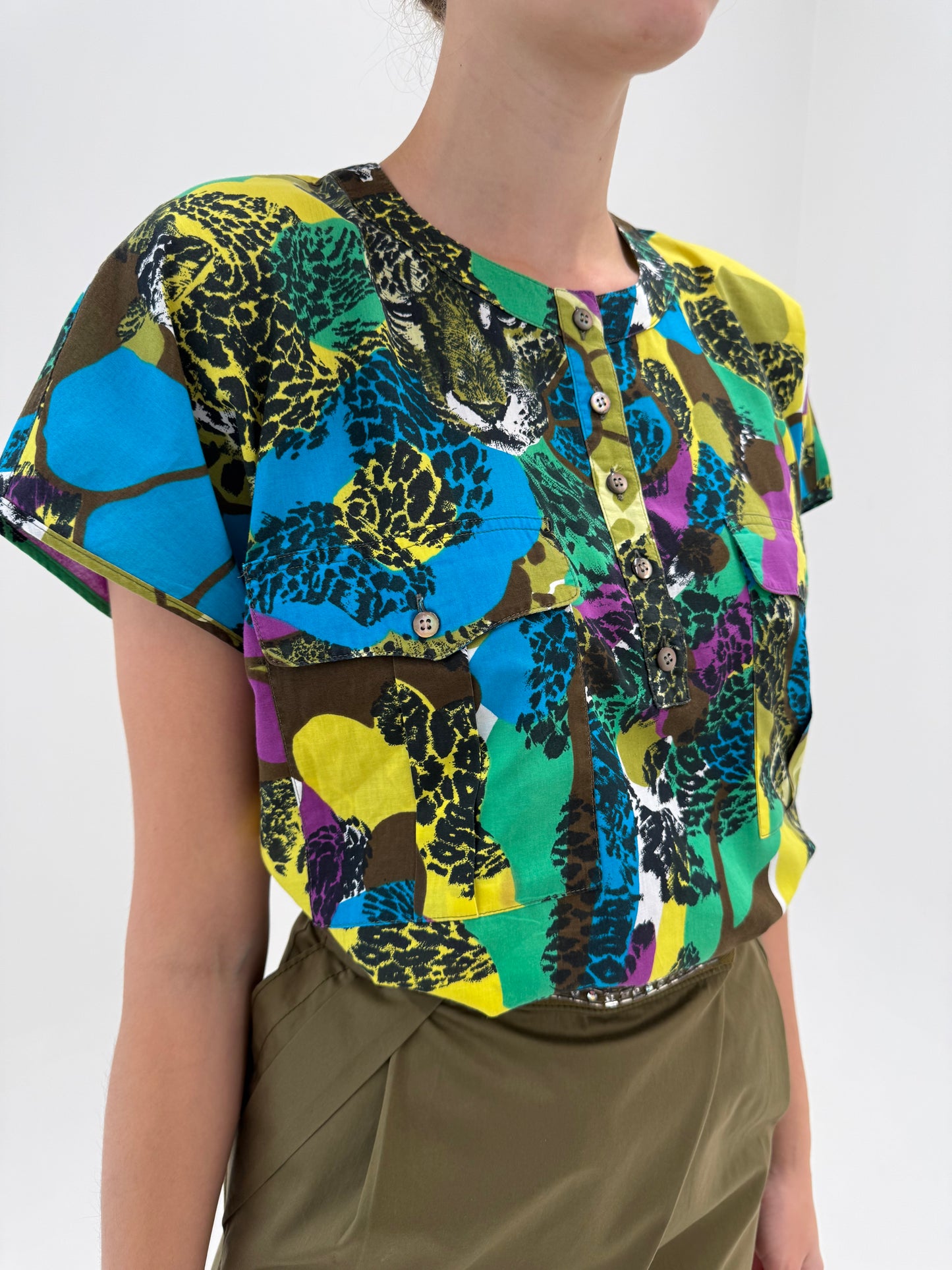 Top Escada vintage din pânză fină de bumbac