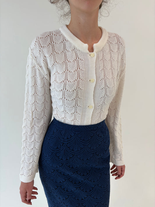 Cardigan vintage italian dantelat din lana extrafina