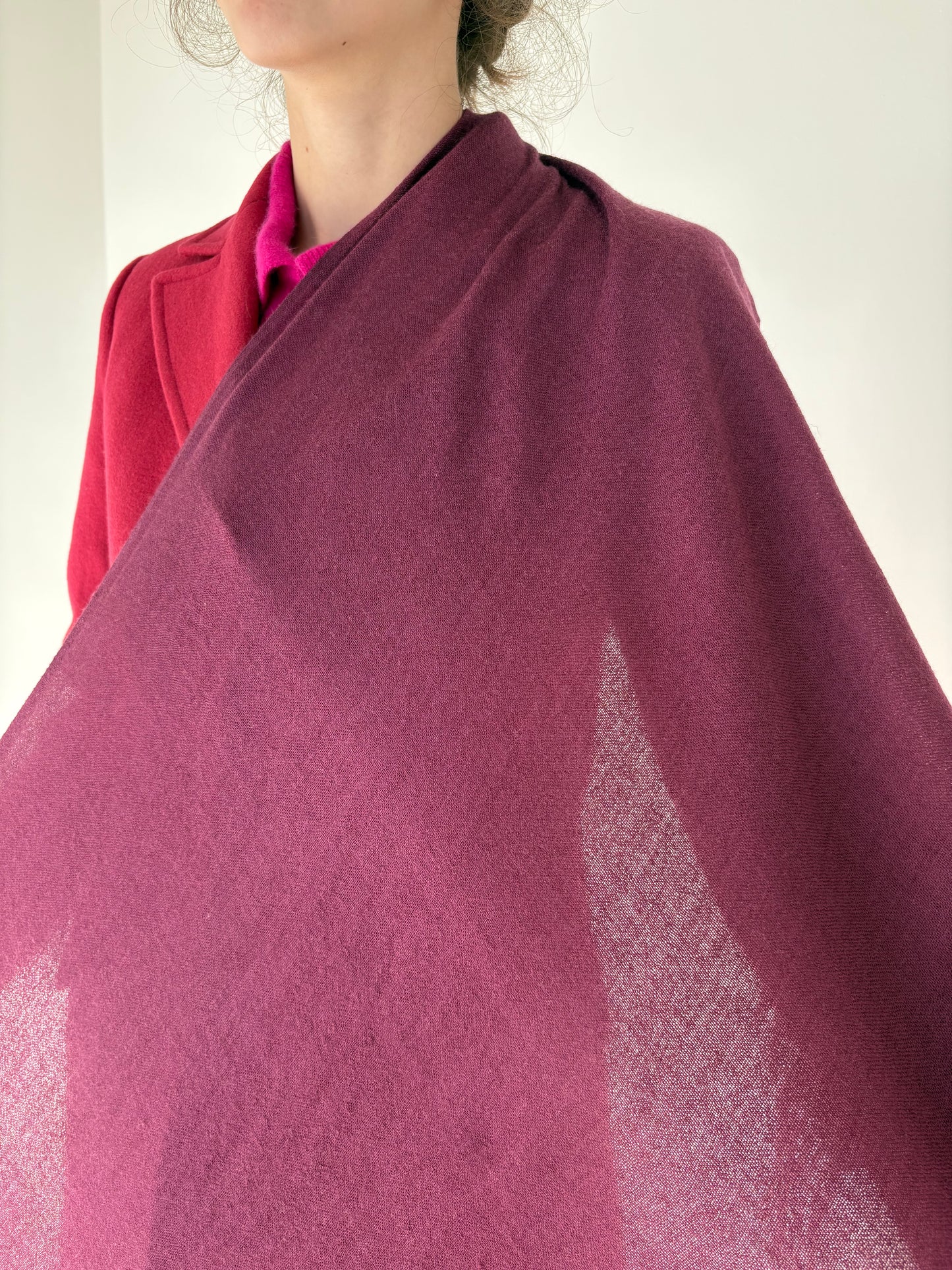 Shawl plum violet din cașmir și lana extrafina