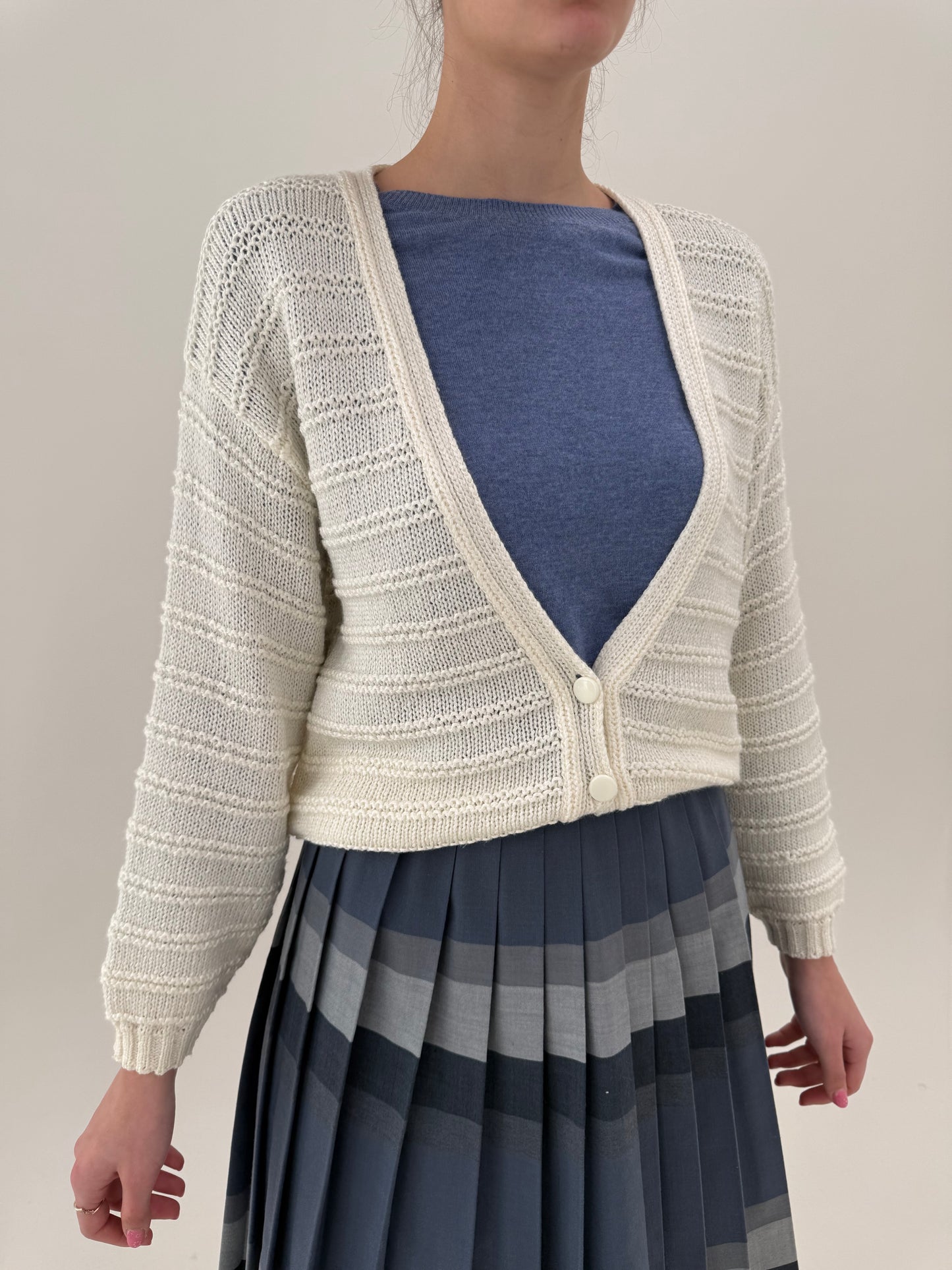 Cardigan vintage din bumbac excepțional de gramaj mare tip macrame