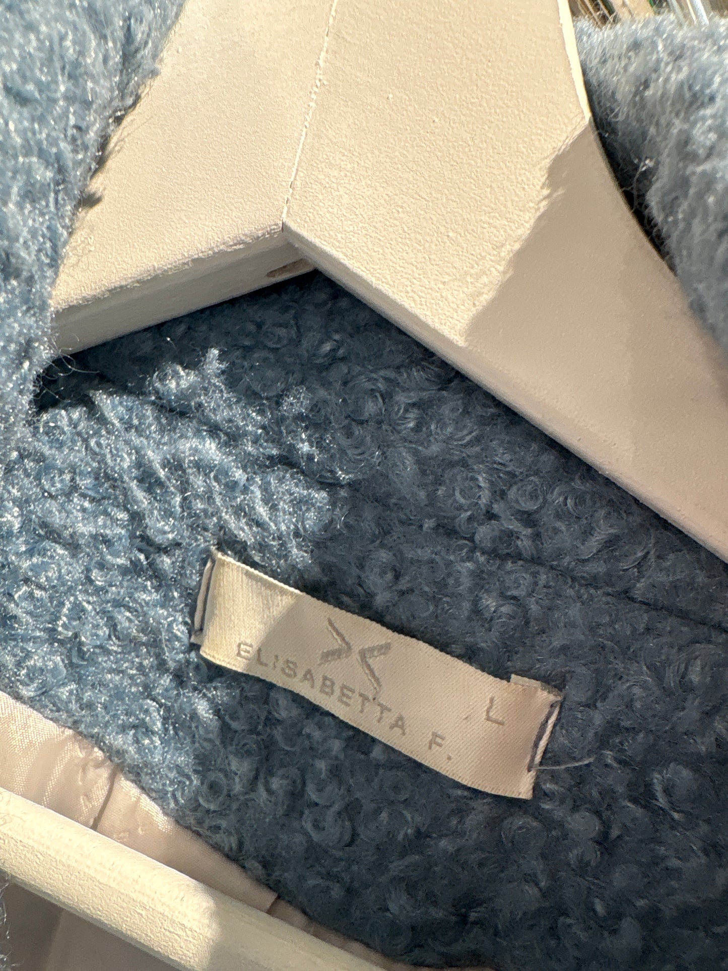 Palton baby blue Elisabeta Franchi din boucle din mix de lana