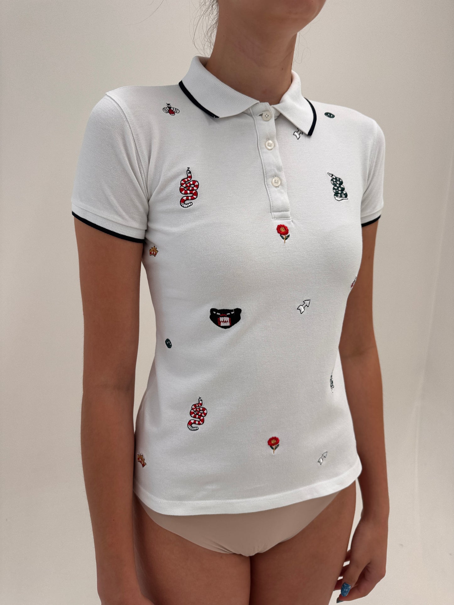 Top polo Gucci din bumbac de gramaj mare brodat