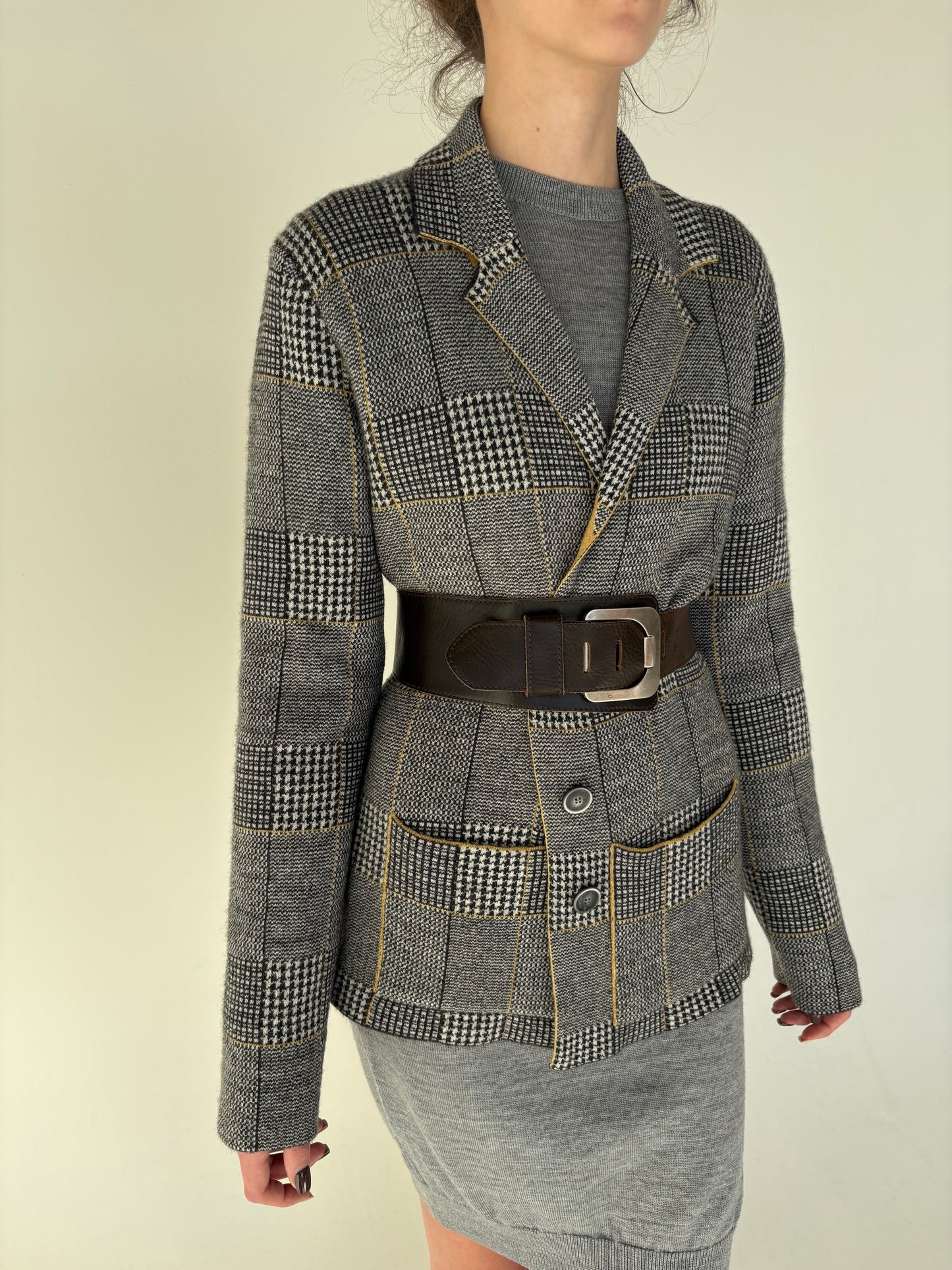 Sacou italian din tricot dens de gramaj mare din lana merino extrafina