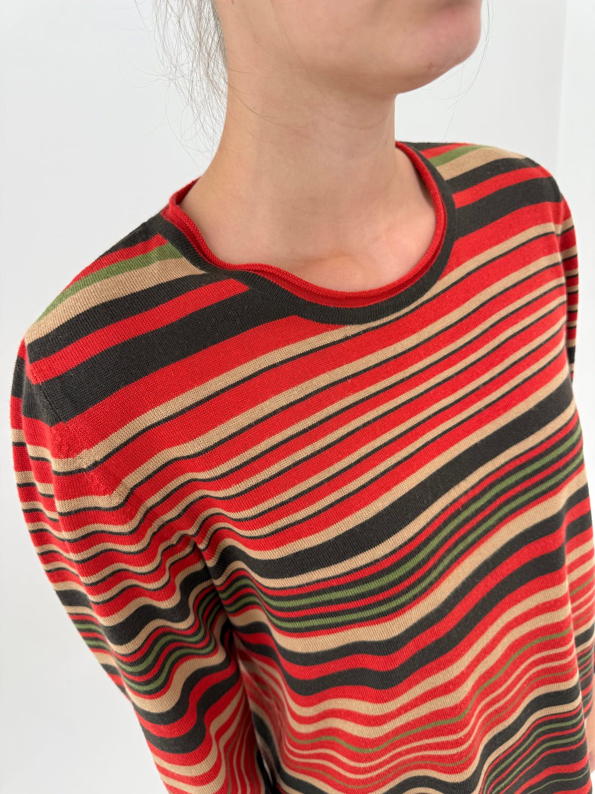 Pulover în dungi din lana merino extrafina petite