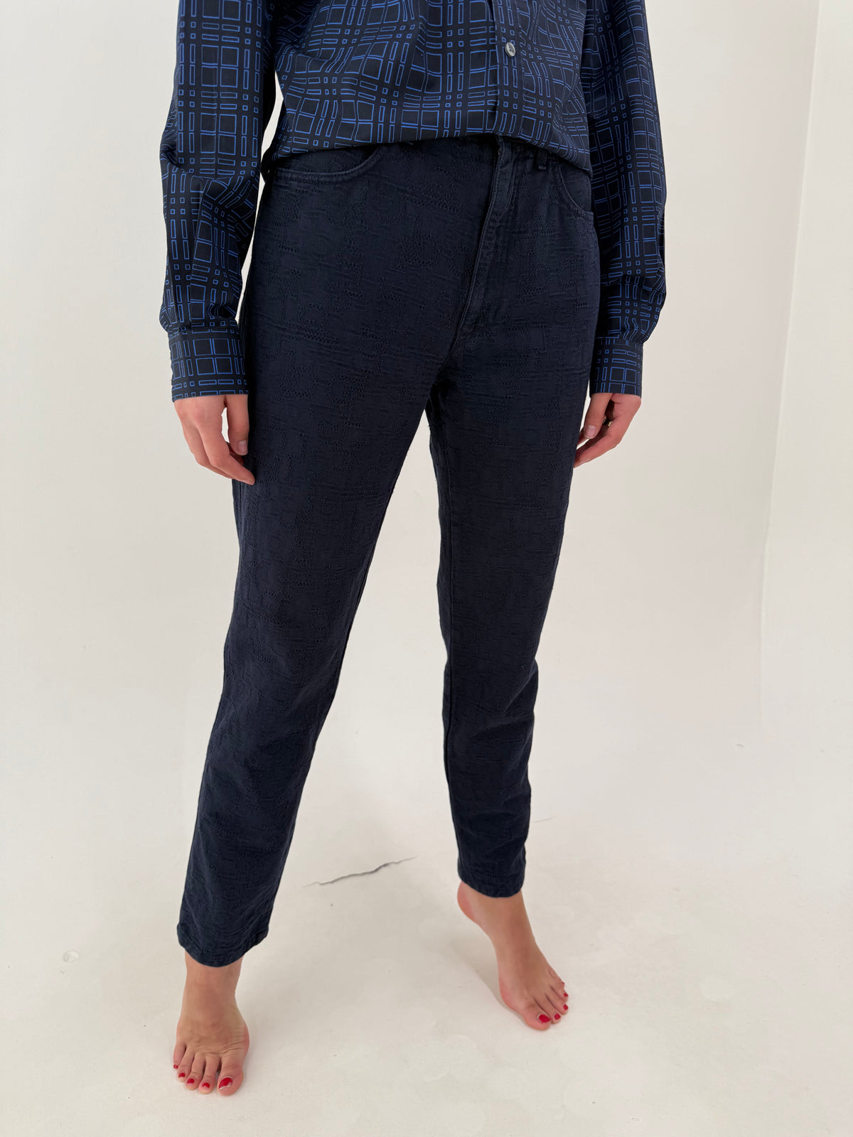 Pantaloni vintage Rocco Barocco din brocart gros și moale de bumbac