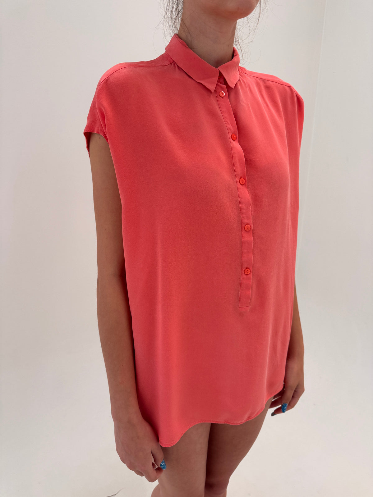 Cămașa Max&Co by Max Mara salmon pink din mătase naturală în croi lejer
