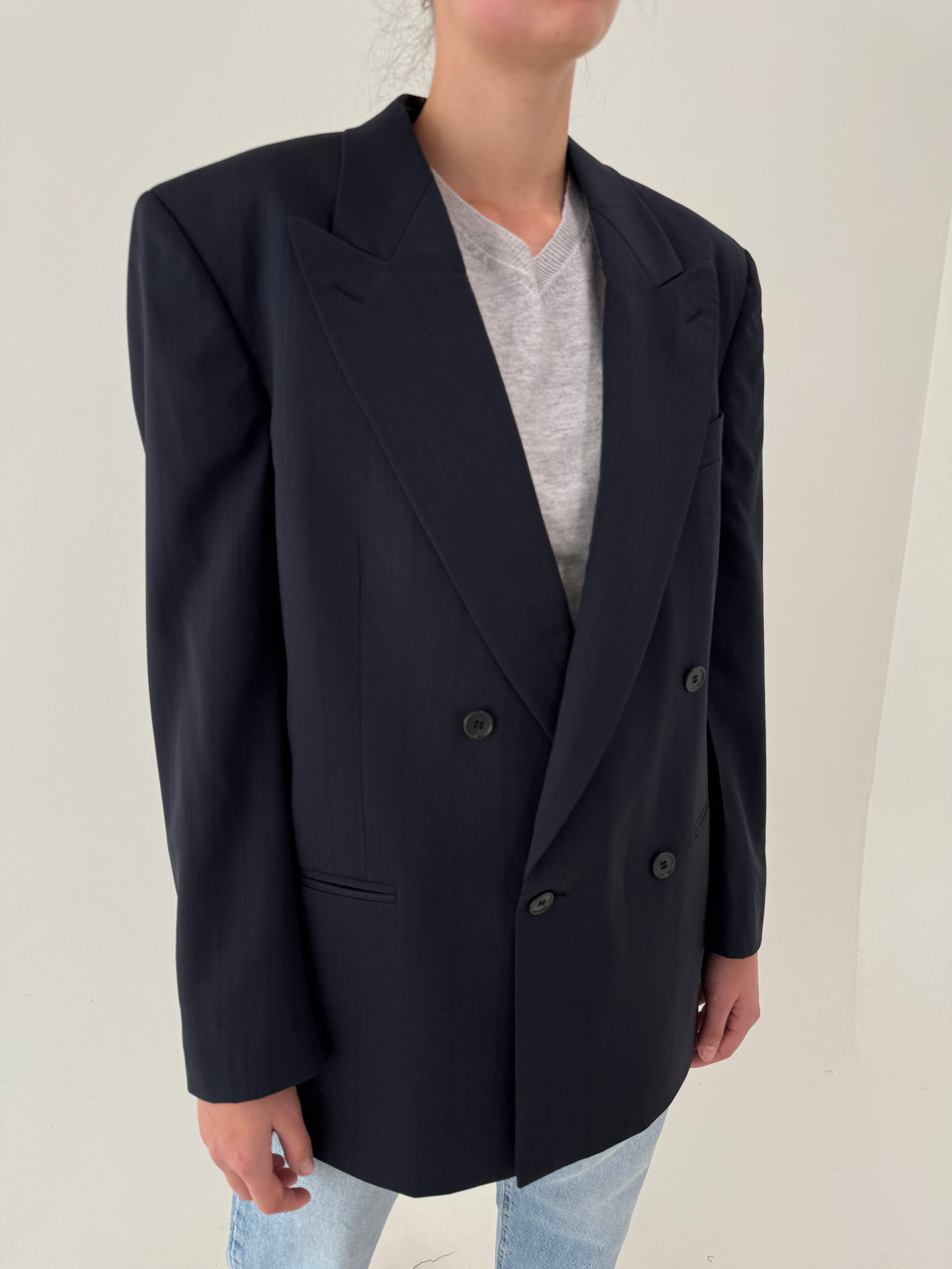 Sacou Missoni tall din lana excepțională Navy blue cu închidere dublă