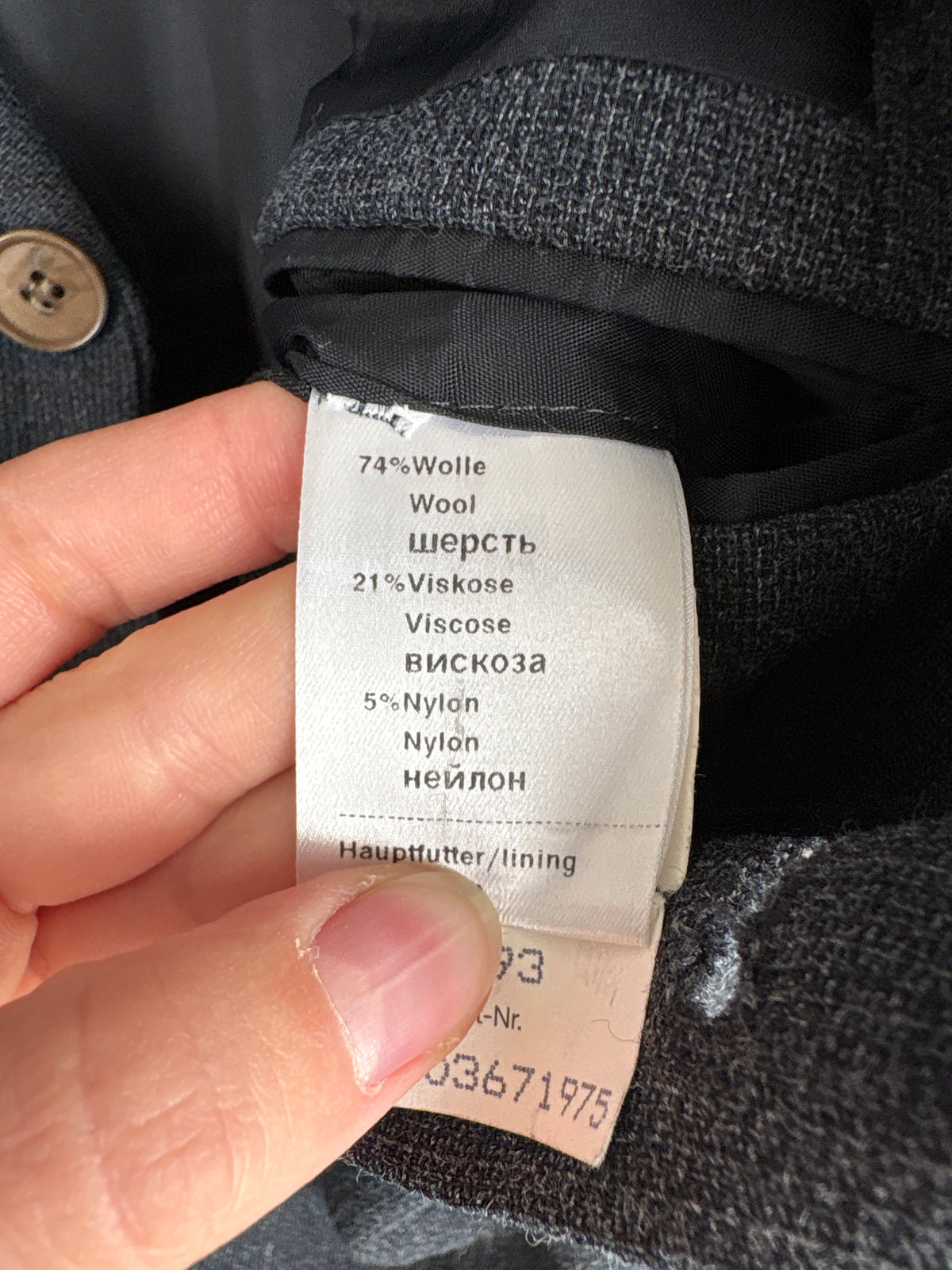 Sacou Joop tall dark jeans blue din stofă melanj de lana extrafina cu vascoza