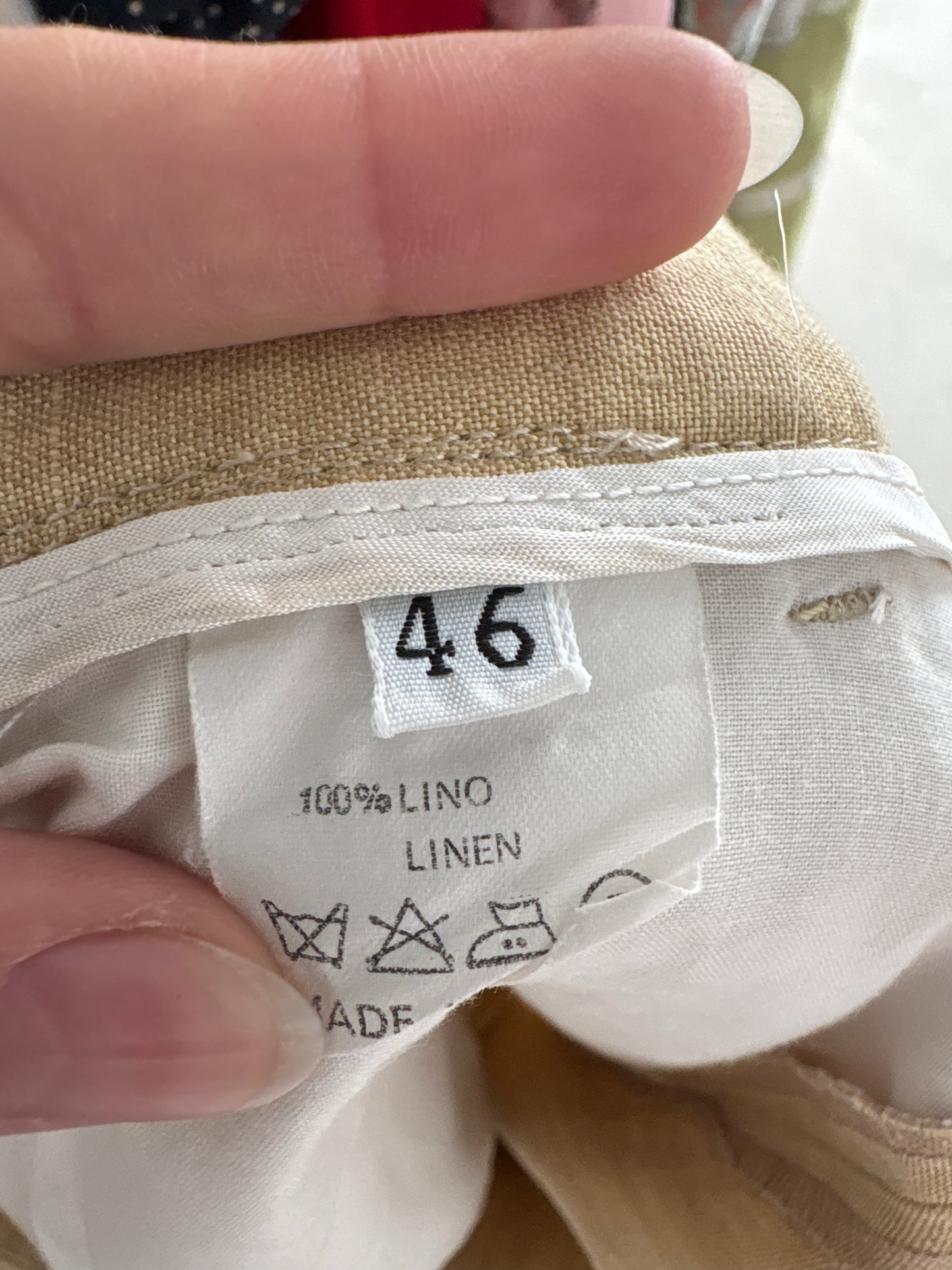 Pantaloni petite italienești camel din in premium
