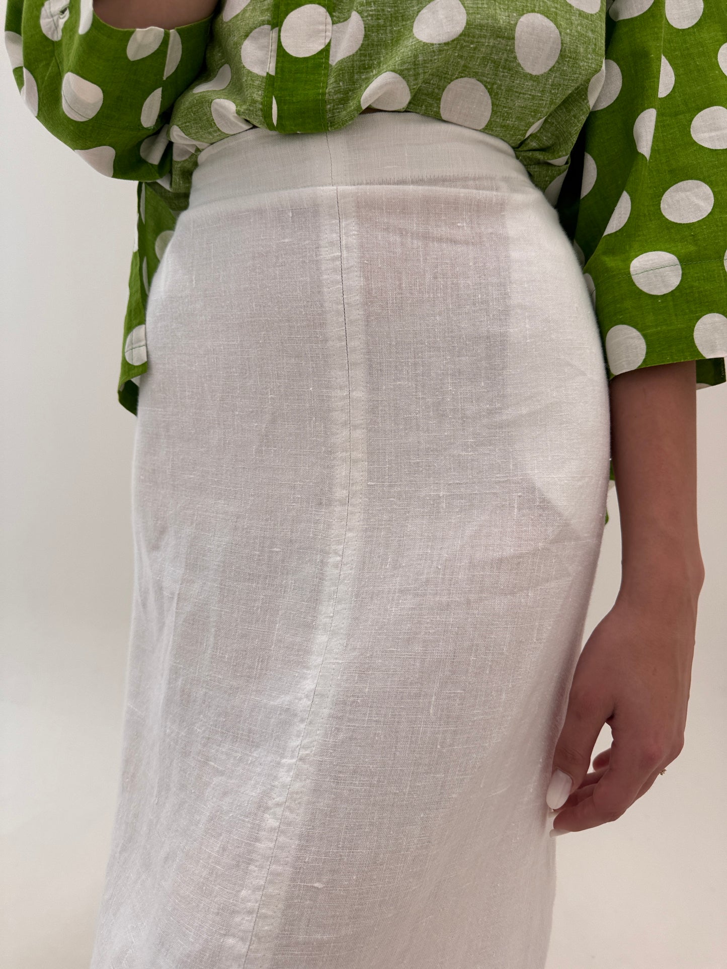 Fustă maxi din in premium italian în croi minimalist cu buzunare