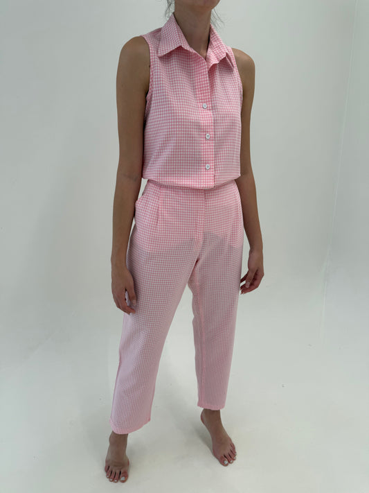 Set gingham din pânză de bumbac powder pink