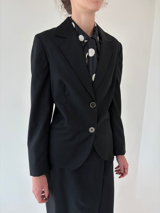 Sacou negru clasic confort italian din lana extrafina cu un touch de lycra