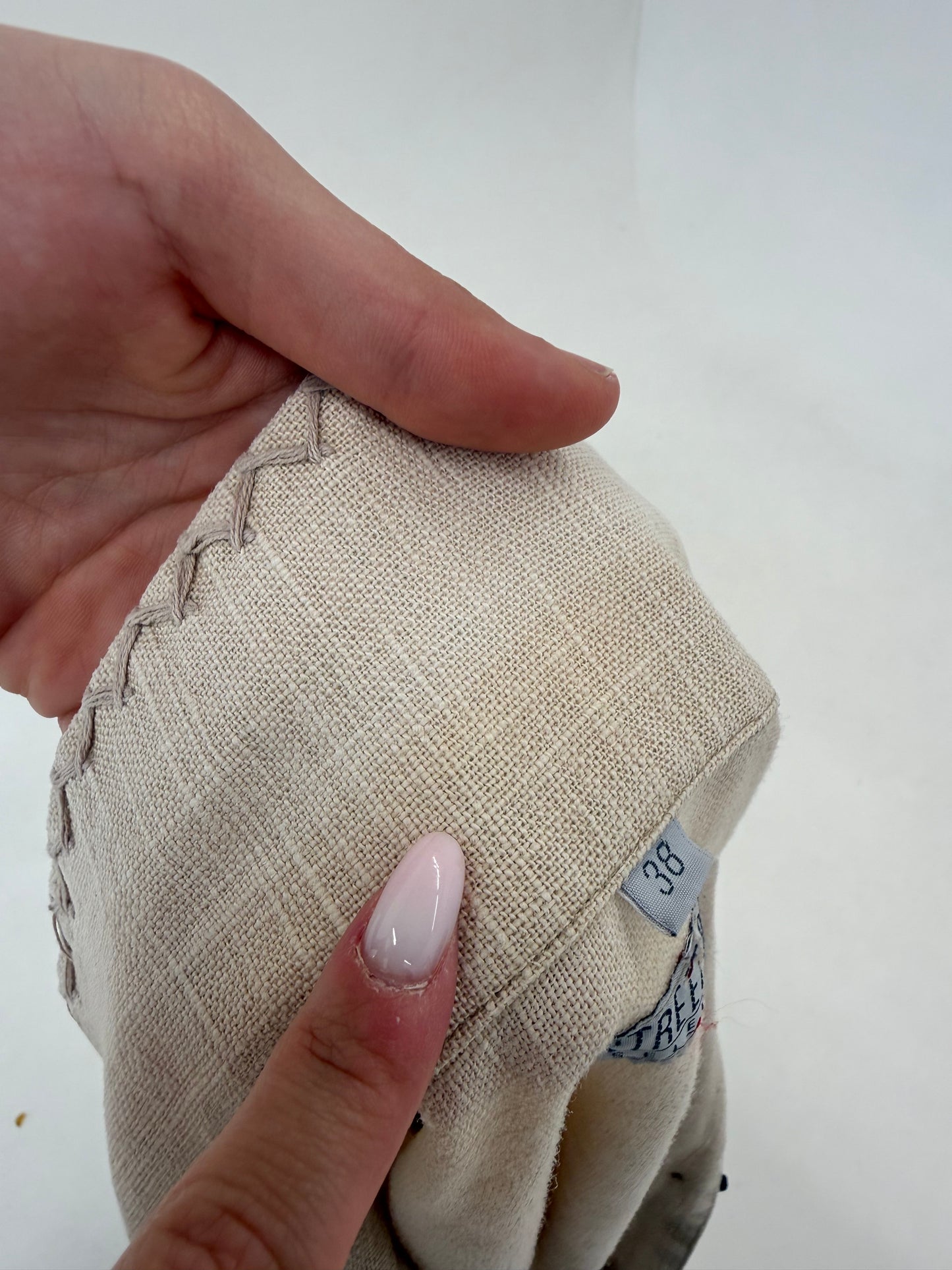 Jacheta nude din pânză grea de in în croi lejer cu mânecă căzută