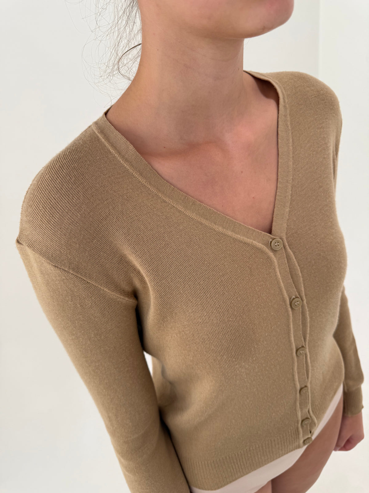 Cardigan camel Stefanel din lana extrafina