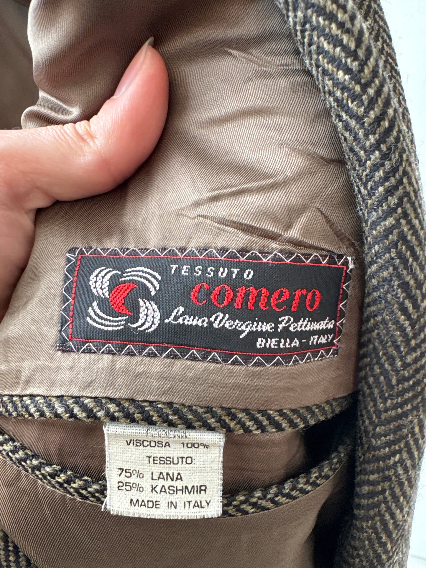 Sacou Italian din tweed chevron din cașmir și lana extrafina