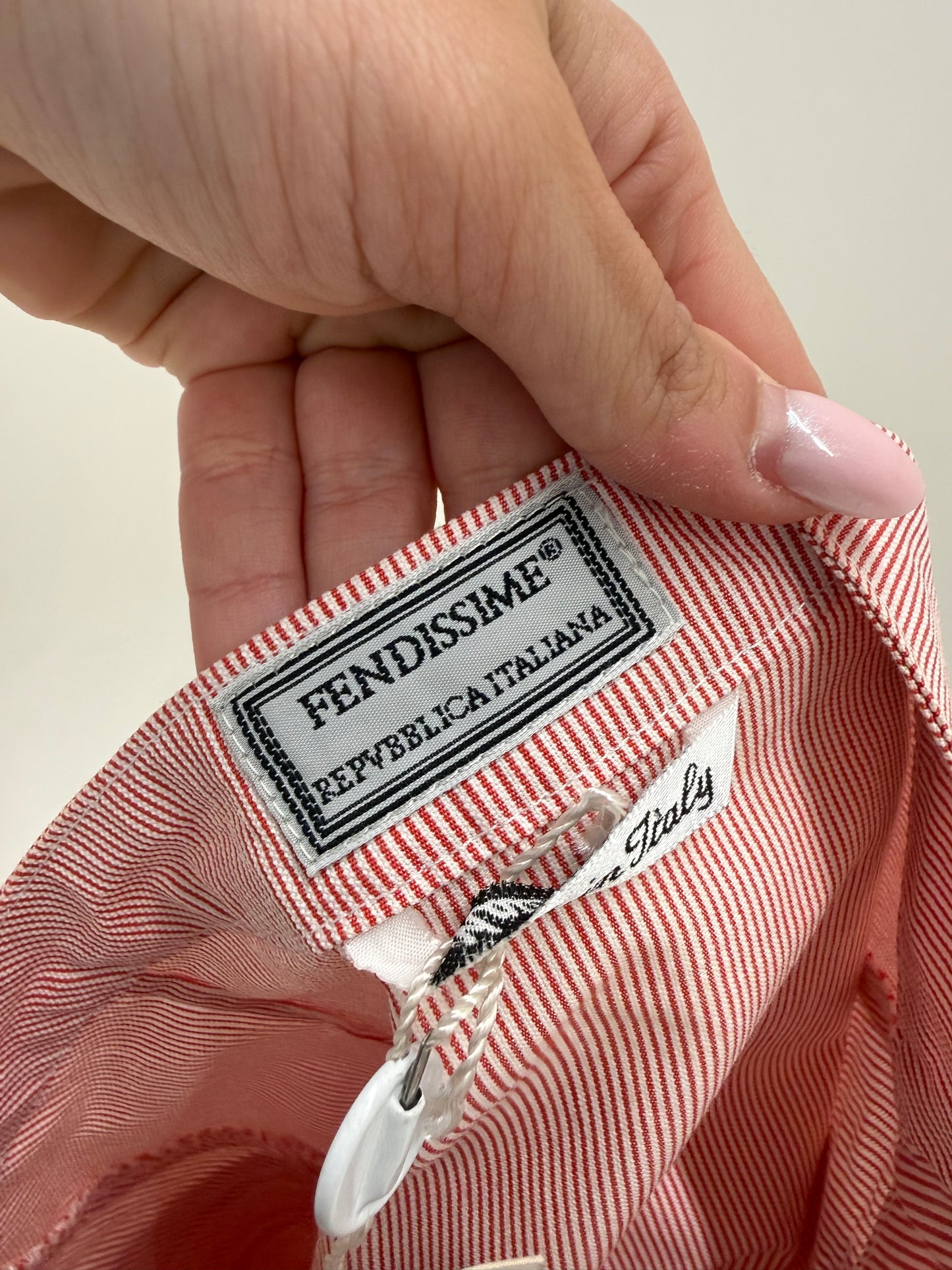 Fustă vintage Fendi de arhivă nouă cu etichetă cu dungi fine roșii din bumbac