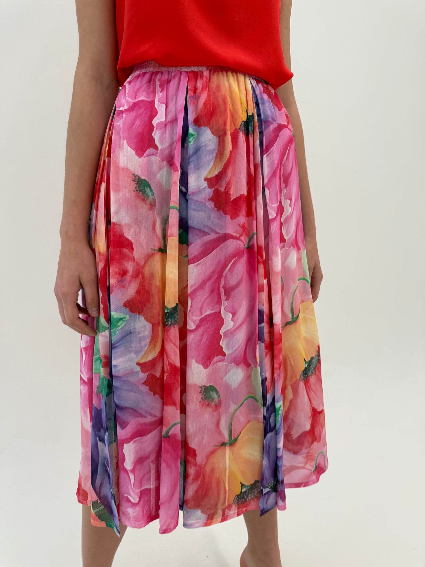 Fustă vintage cu print floral excepțional în culori superbe