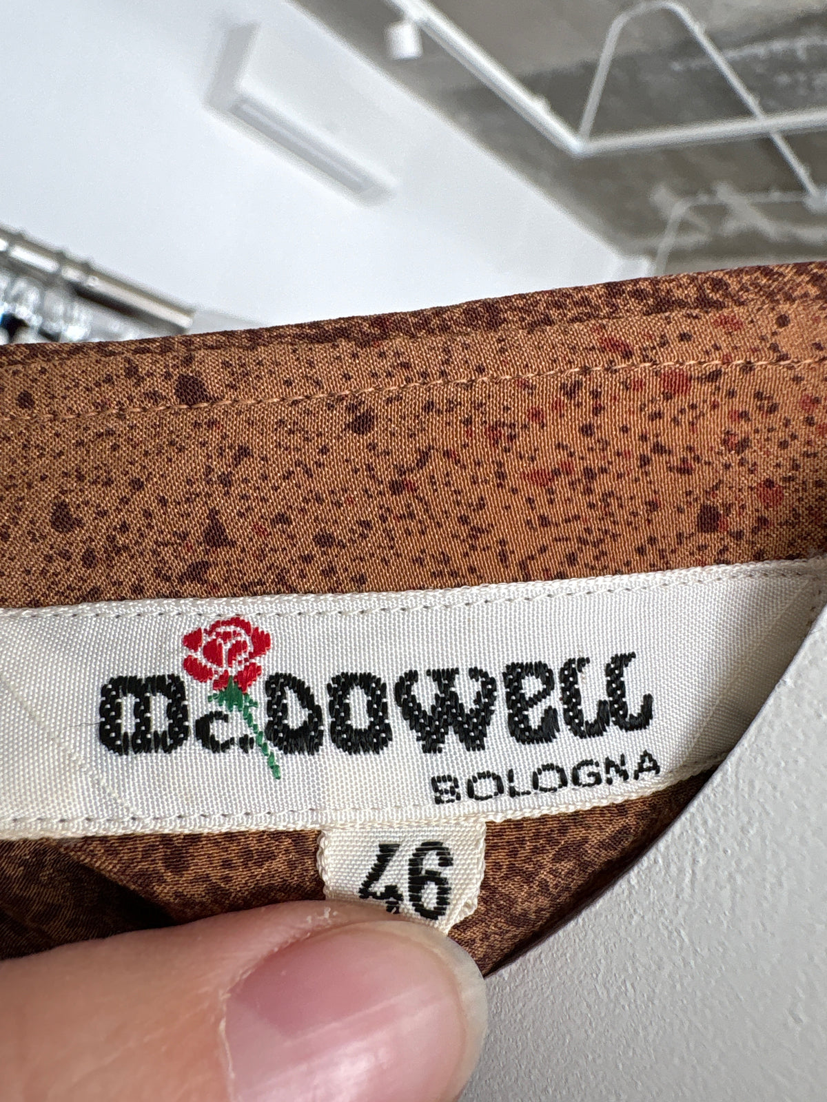 Cămașa vintage caramel brown din mătase naturală