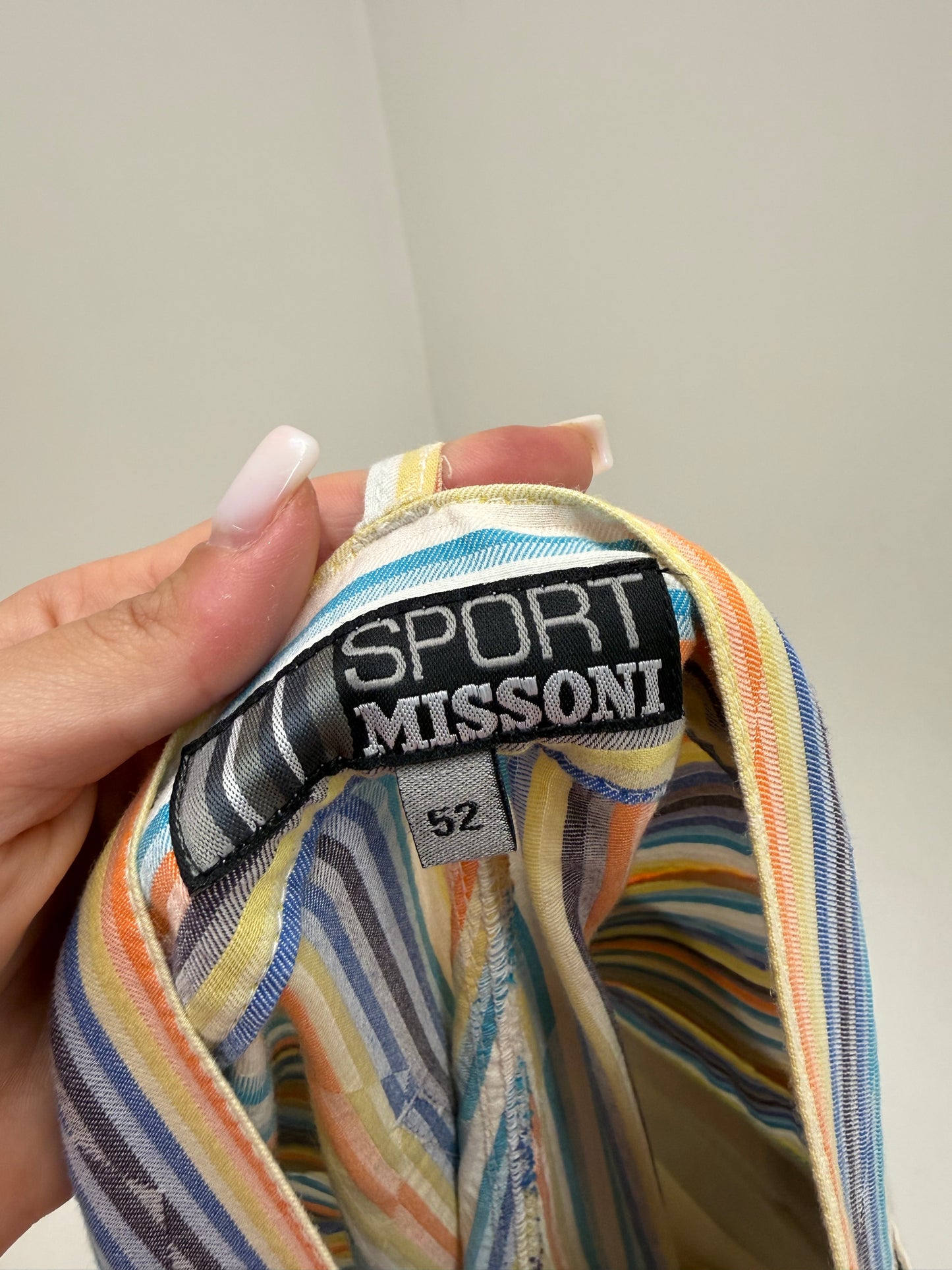Pantaloni Missoni tall în dungi din bumbac excepțional de vară moale