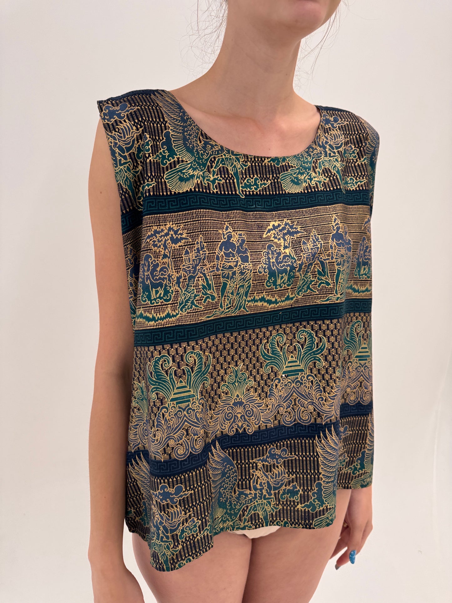 Set din canvas prețios de bumbac cu print muted gold și fustă petrecută