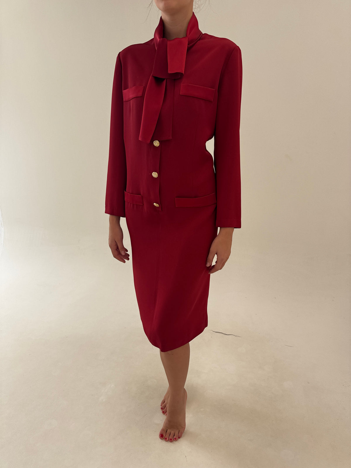 Rochie Luisa Spagnoli burgundy de la zi la cocktail din crep excepțional