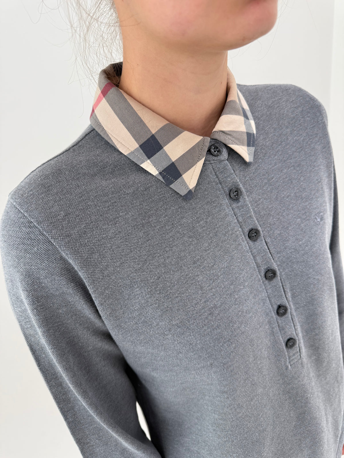 Bluză Burberry polo din bumbac gros pique și print specific brandului