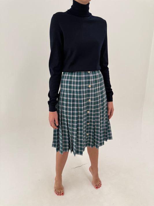 Fustă Marella by Max Mara vintage plisată din lana extrafina în carouri midi