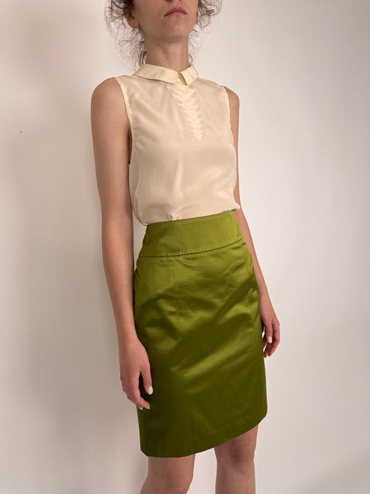Fustă Hugo Boss seaweed green satinata
