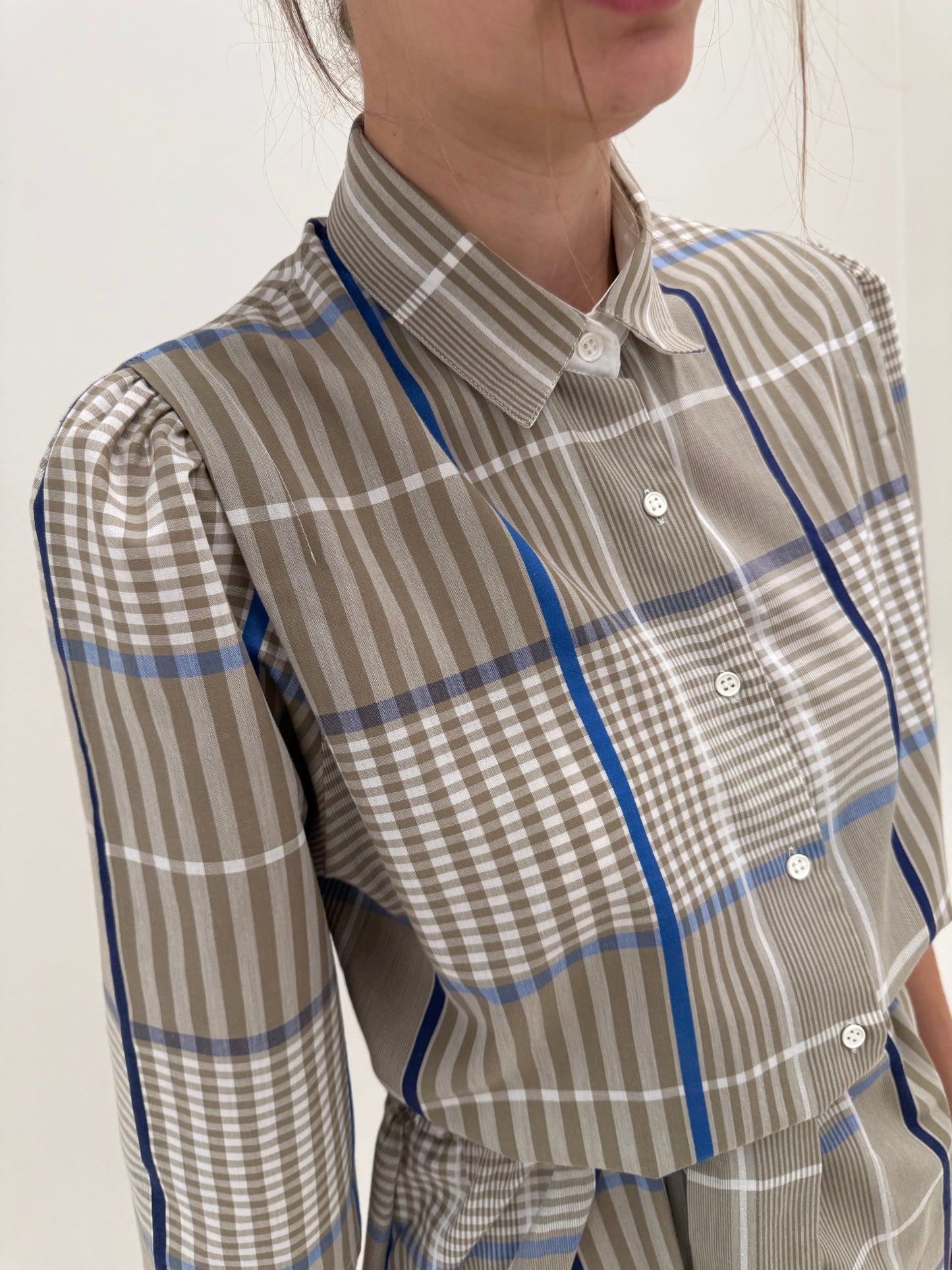 Rochie vintage în stil Prada din pânză de bumbac cu talie reglabilă și buzunare