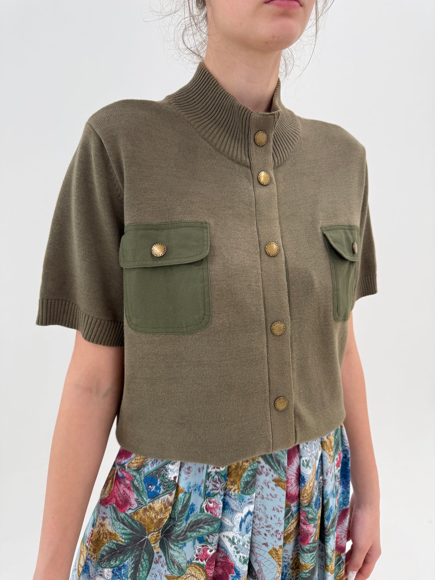 Top kaki Ralph Lauren cu influențe soft army din bumbac