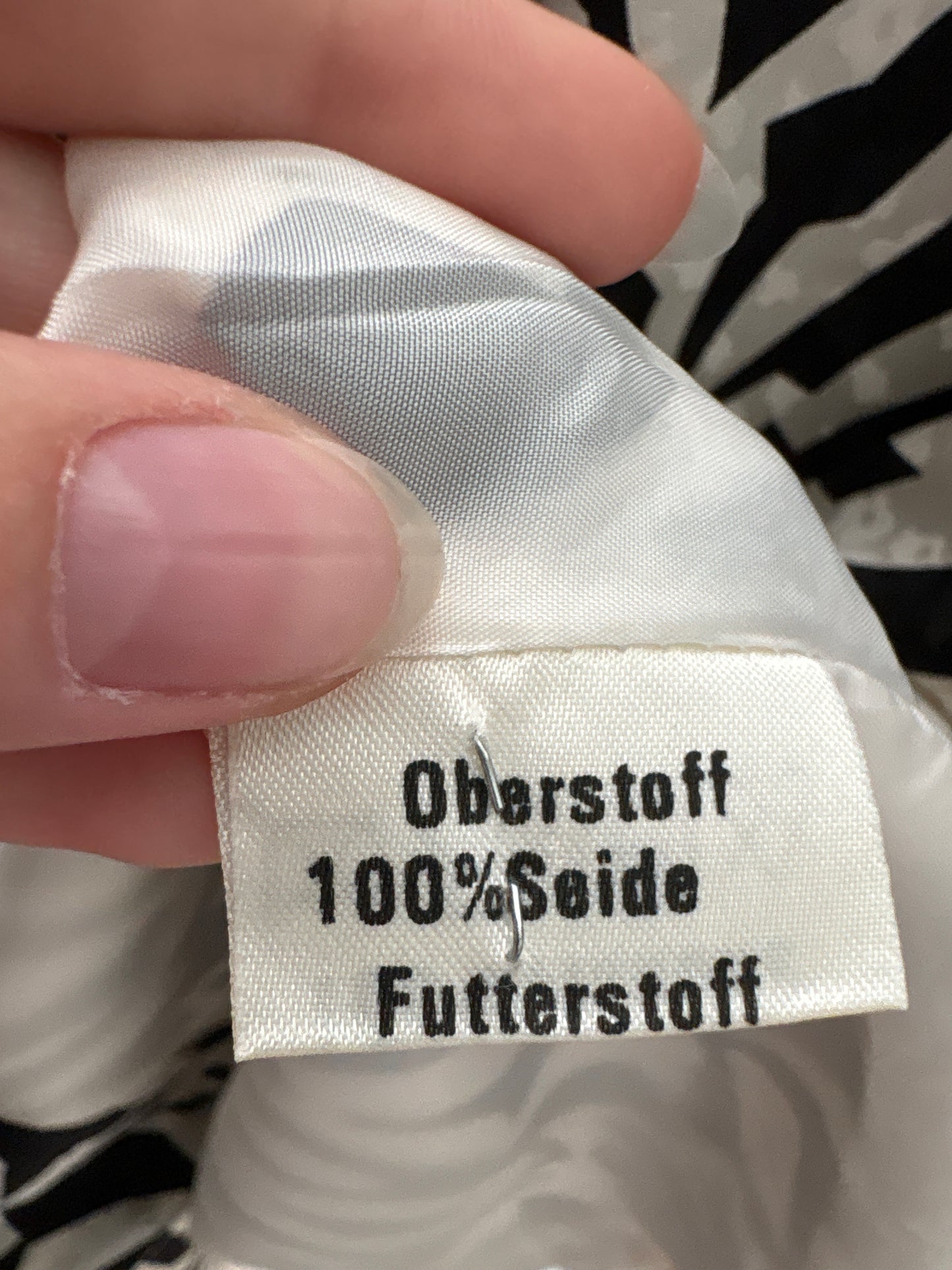 Sacou vintage din mătase naturală cu print alb negru