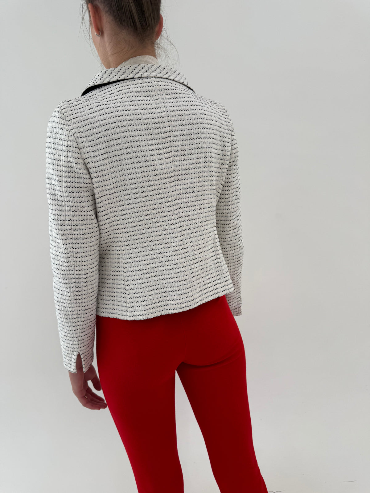Sacou cambrat Max Mara din tweed ușor structurat de bumbac