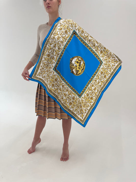 Eșarfă cu print baroc din mătase naturală