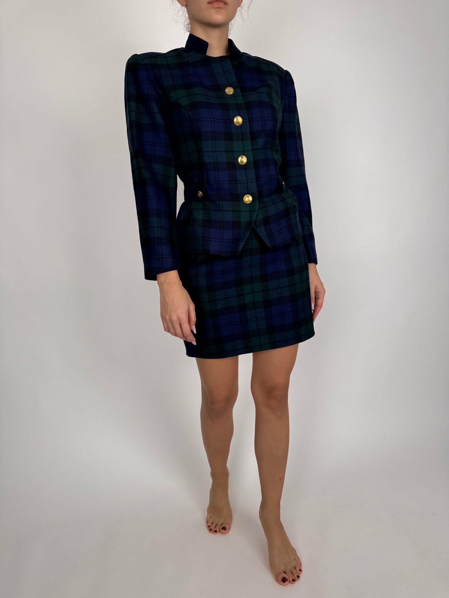 Deux piece vintage din Tartan extrafin de lana pura