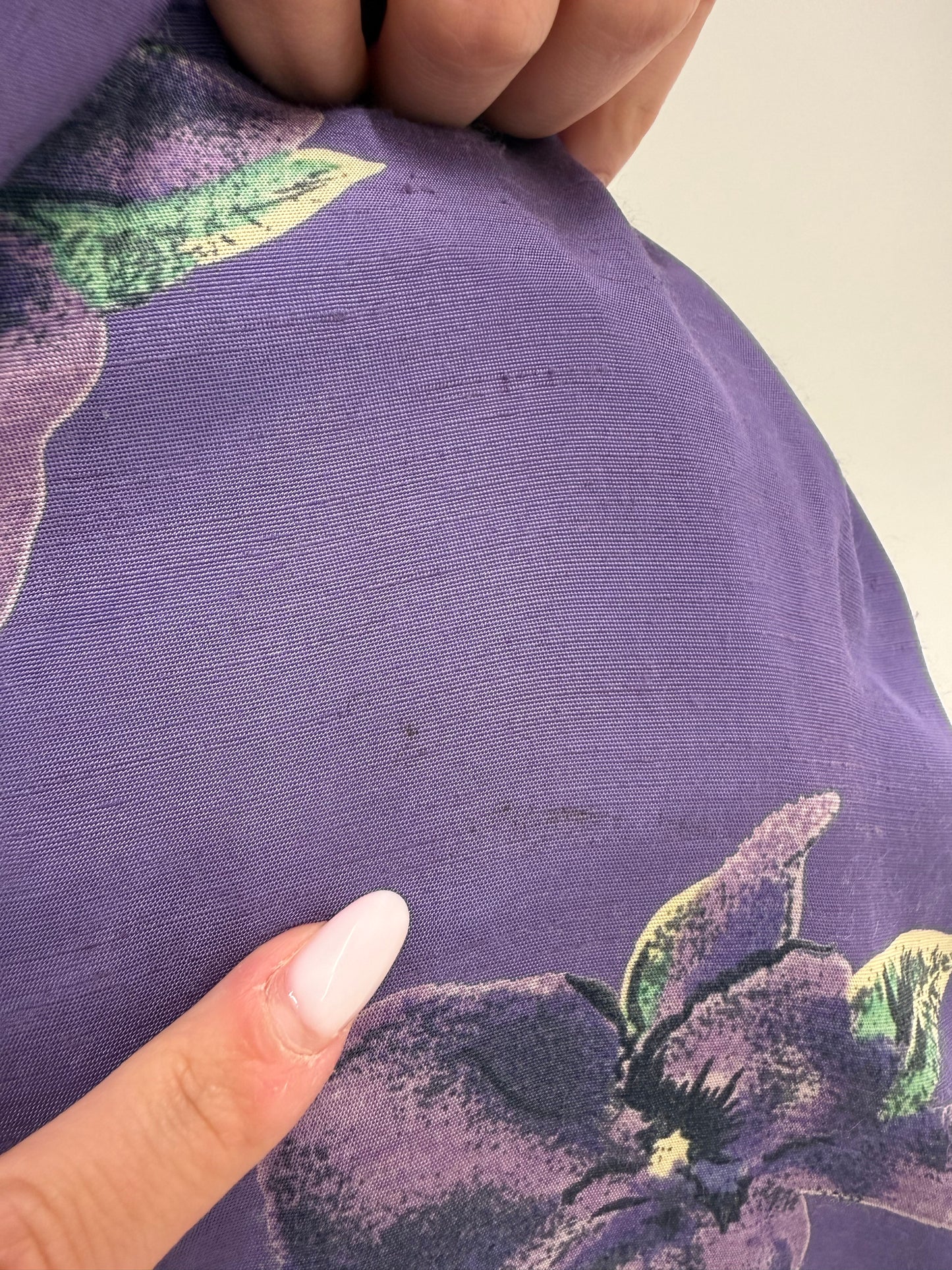 Fustă vintage lavandă cu print floral și talie ultra marcată înaltă din panzica